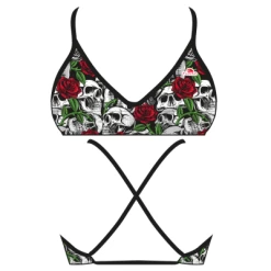 TOP BIKINI MARE SKULL AND ROSES 2019